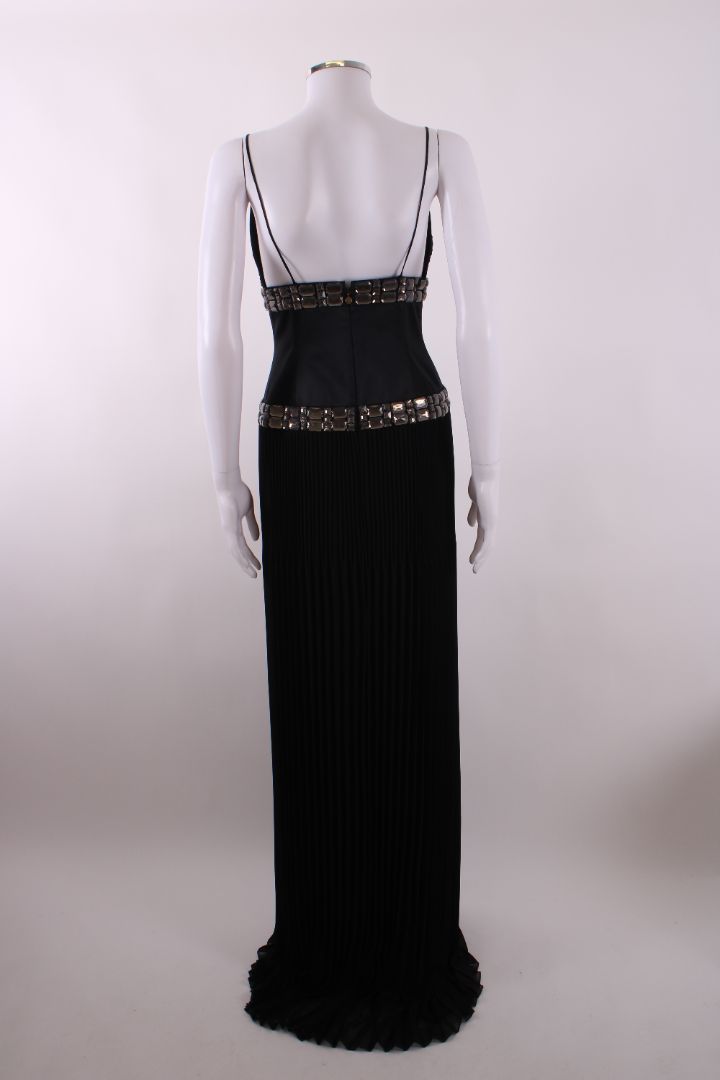 Just Cavalli Pleated Crystal Evening Dress Black S