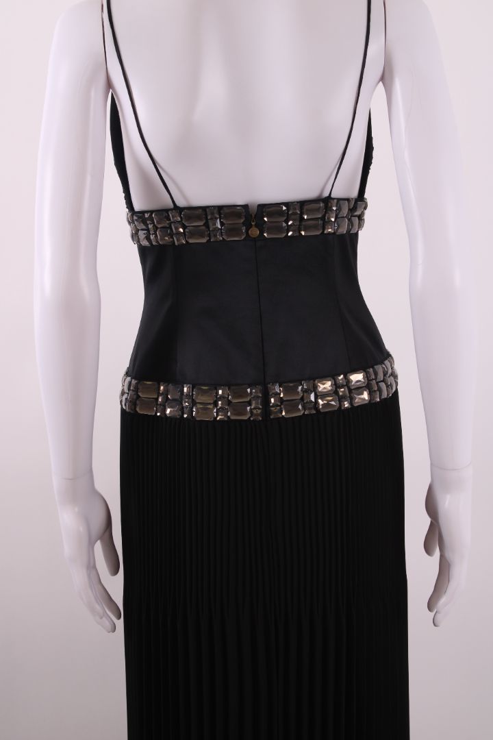 Just Cavalli Pleated Crystal Evening Dress Black S