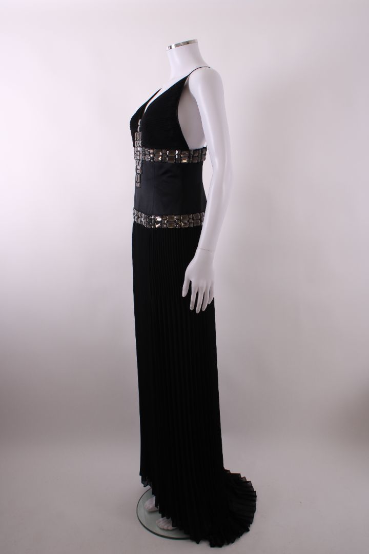 Just Cavalli Pleated Crystal Evening Dress Black S