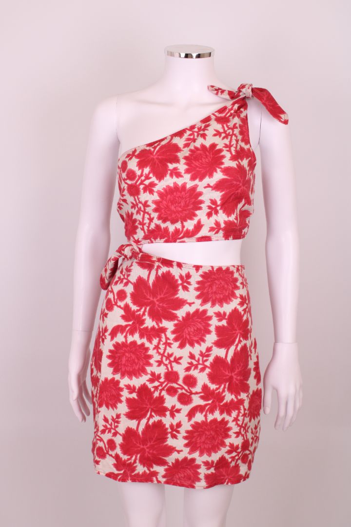 Sir. One Shoulder Dress Red/ Cream S