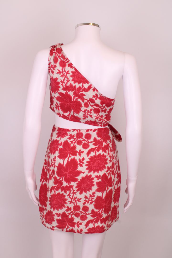 Sir. One Shoulder Dress Red/ Cream S