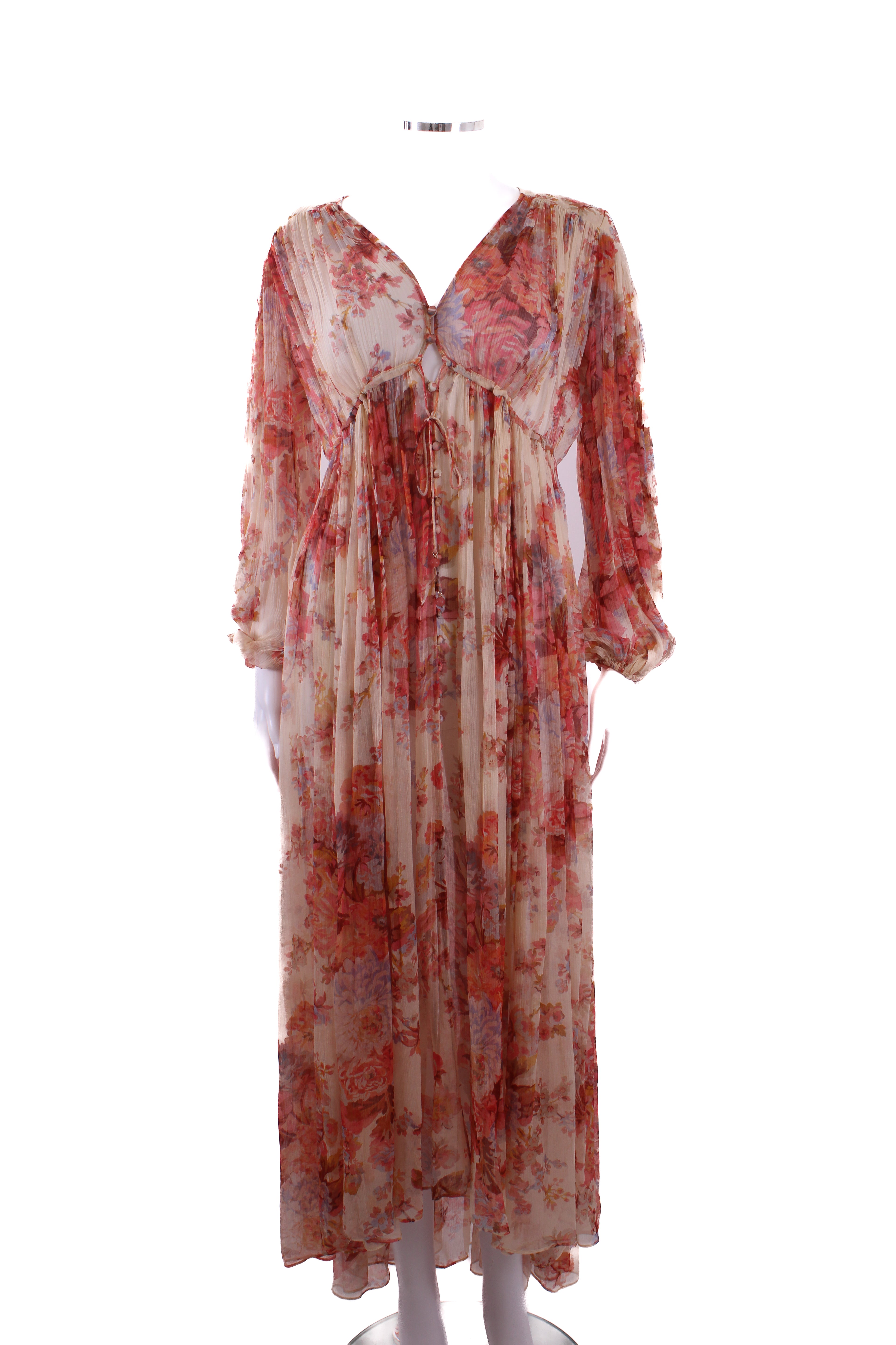 Zimmermann L/S Floral Dress Cream/ Orange 10