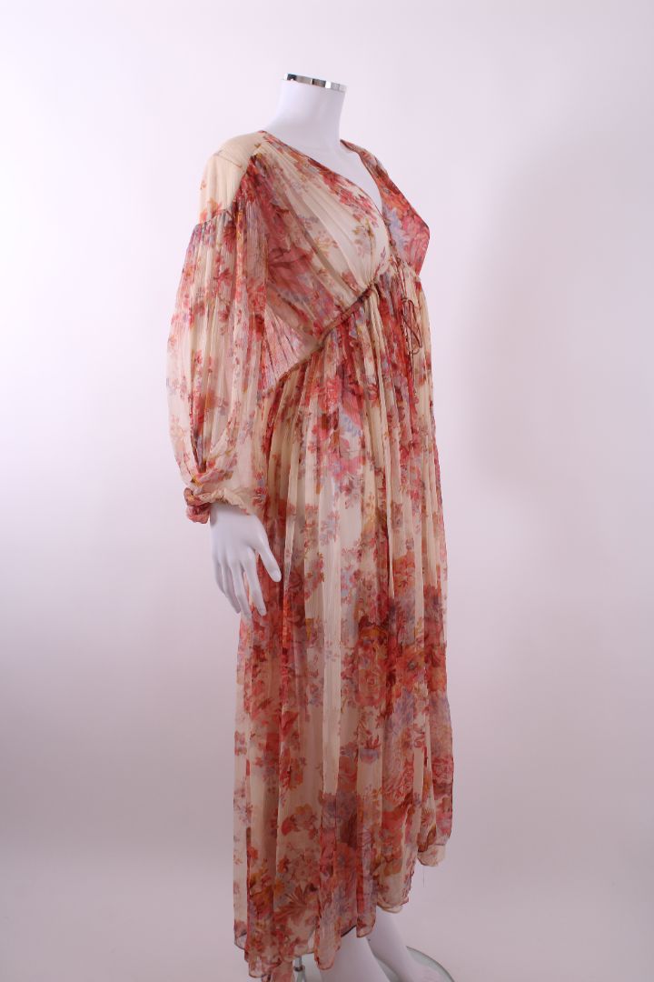 Zimmermann L/S Floral Dress Cream/ Orange 10