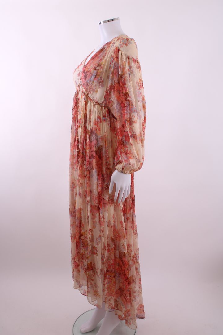 Zimmermann L/S Floral Dress Cream/ Orange 10