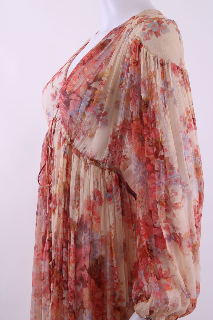 Zimmermann L/S Floral Dress Cream/ Orange 10