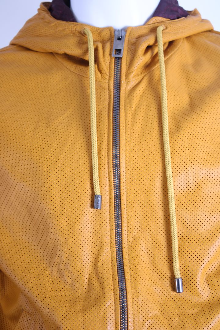 Dolce & Gabanna Hooded Leather Jacket Mustard 54