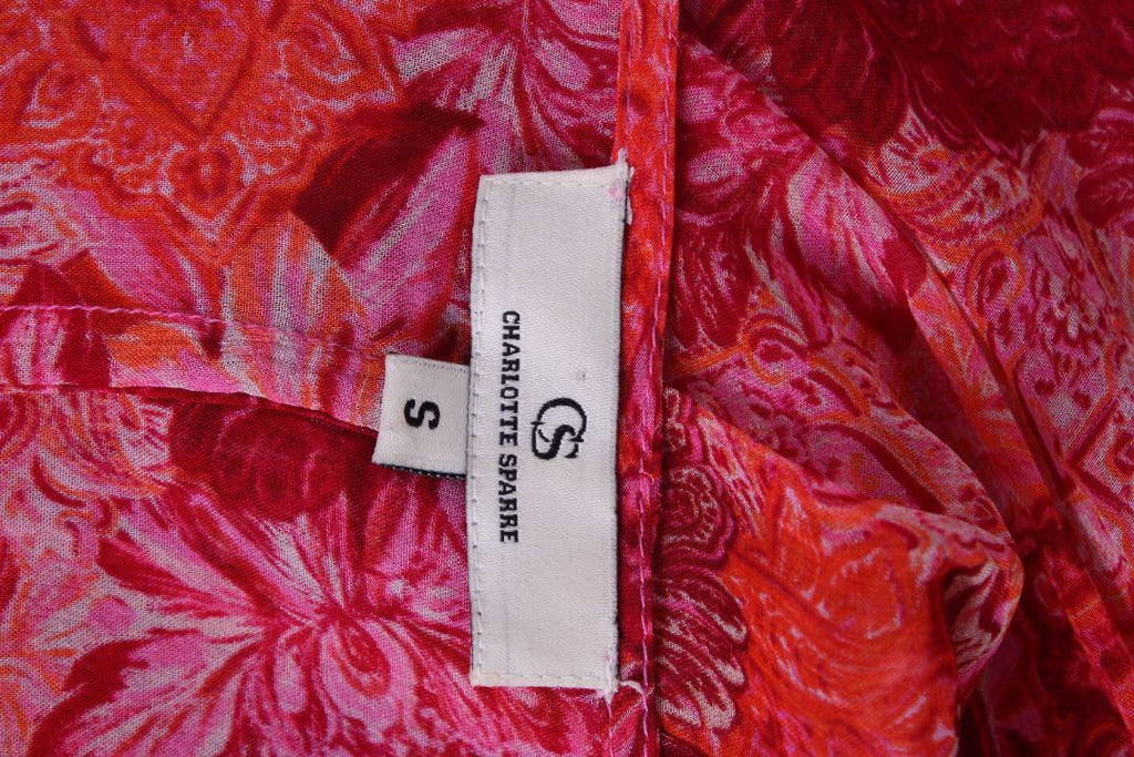 Charlotte Sparre L/S Floral Print Kimono Dress Pink/ Orange S