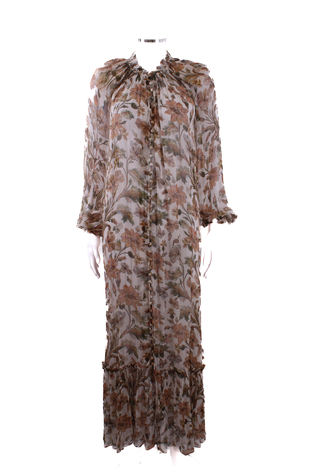 Zimmermann L/S Floral Dress Cream 10
