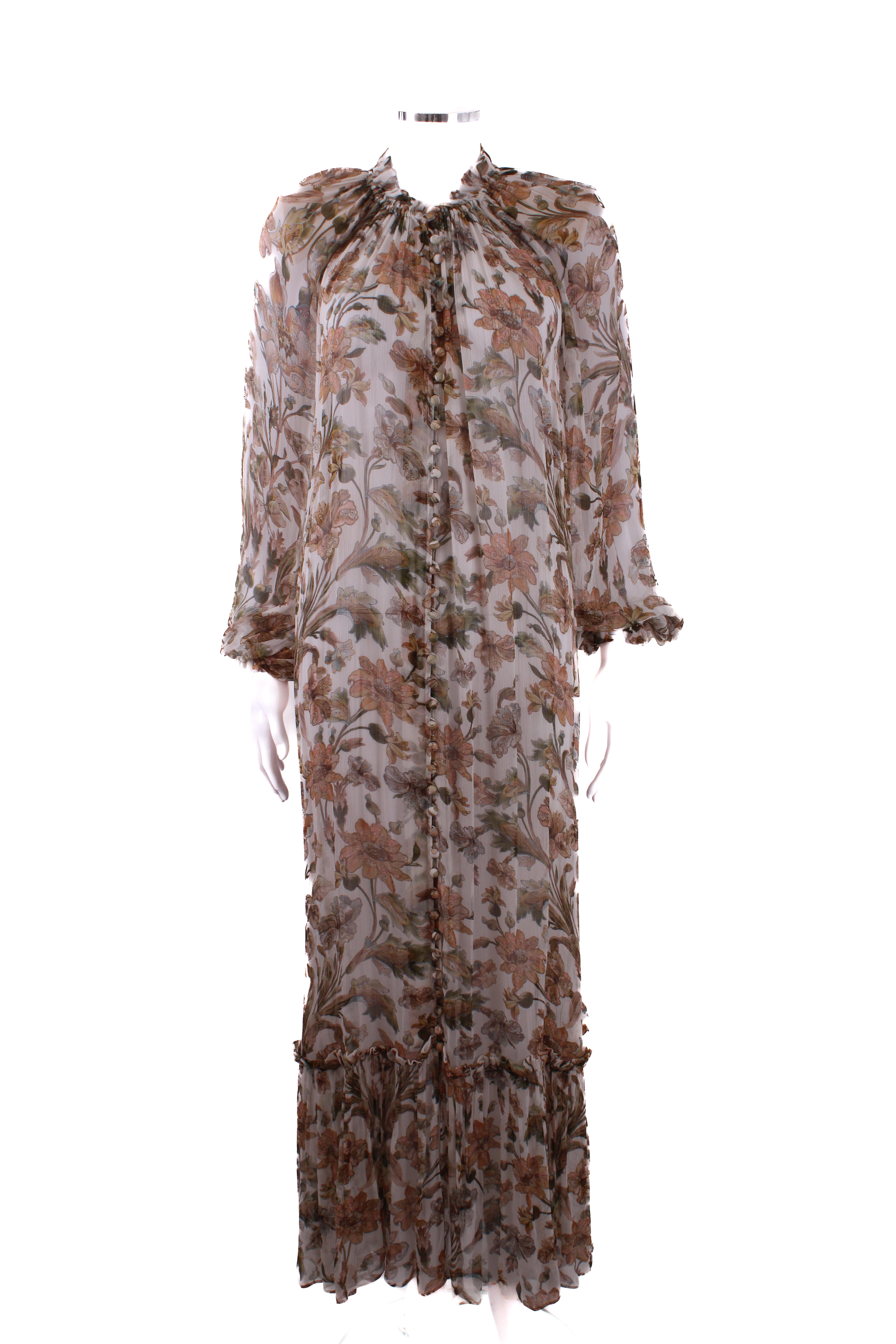 Zimmermann L/S Floral Dress Cream 10
