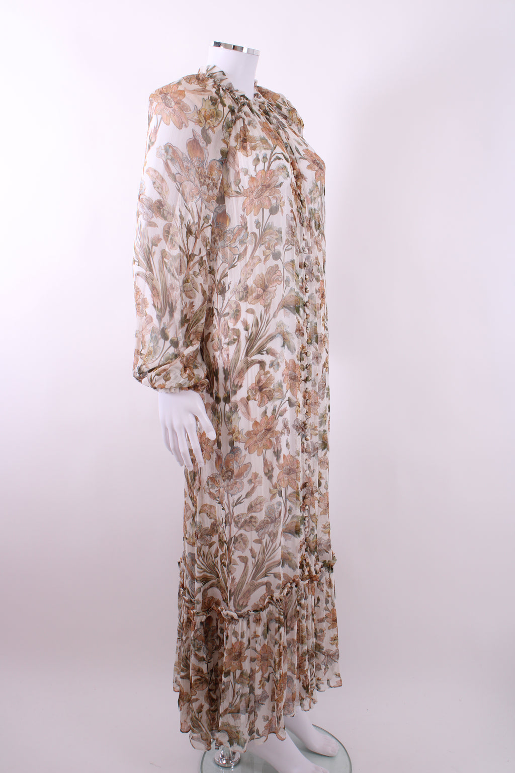 Zimmermann L/S Floral Dress Cream 10