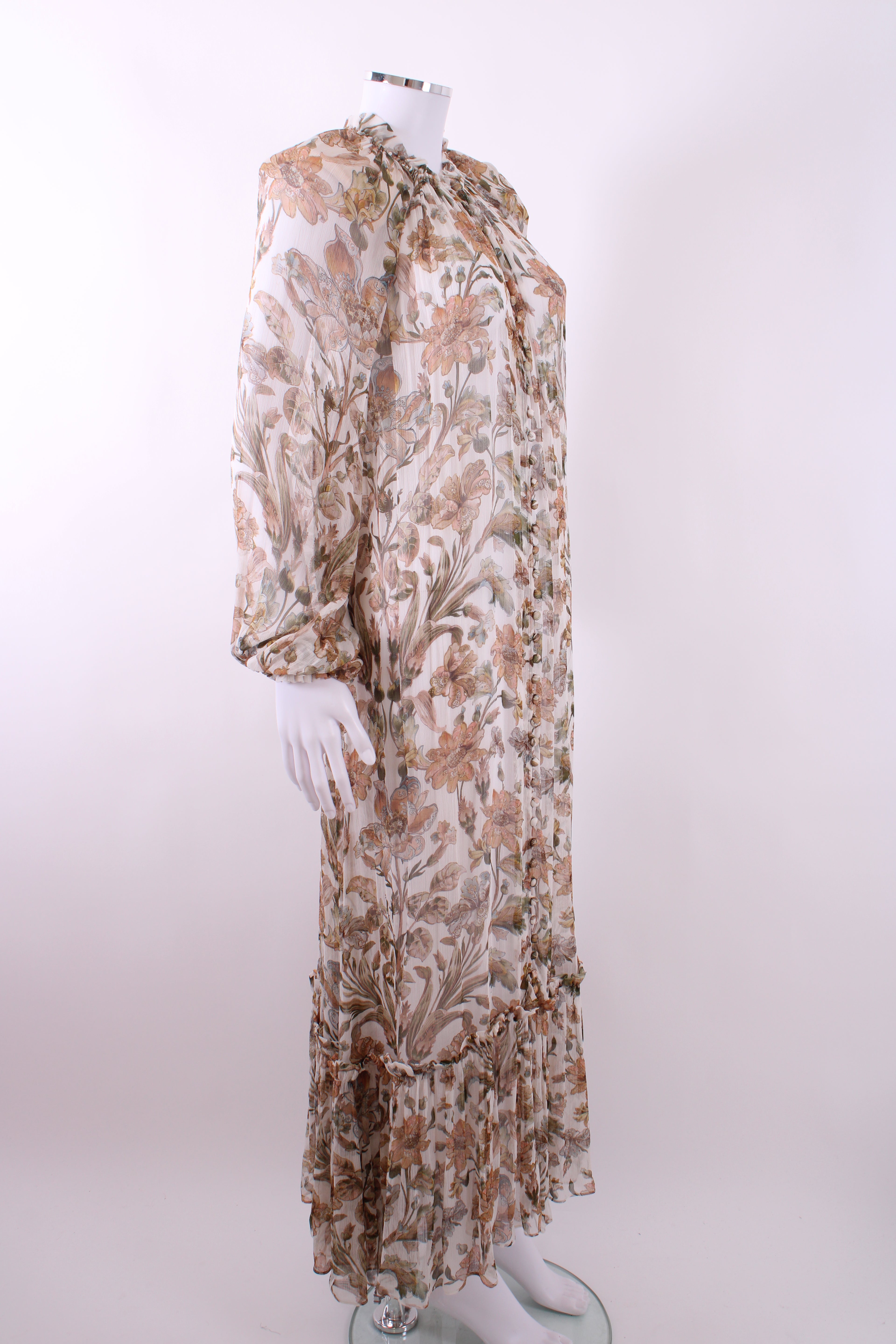 Zimmermann L/S Floral Dress Cream 10