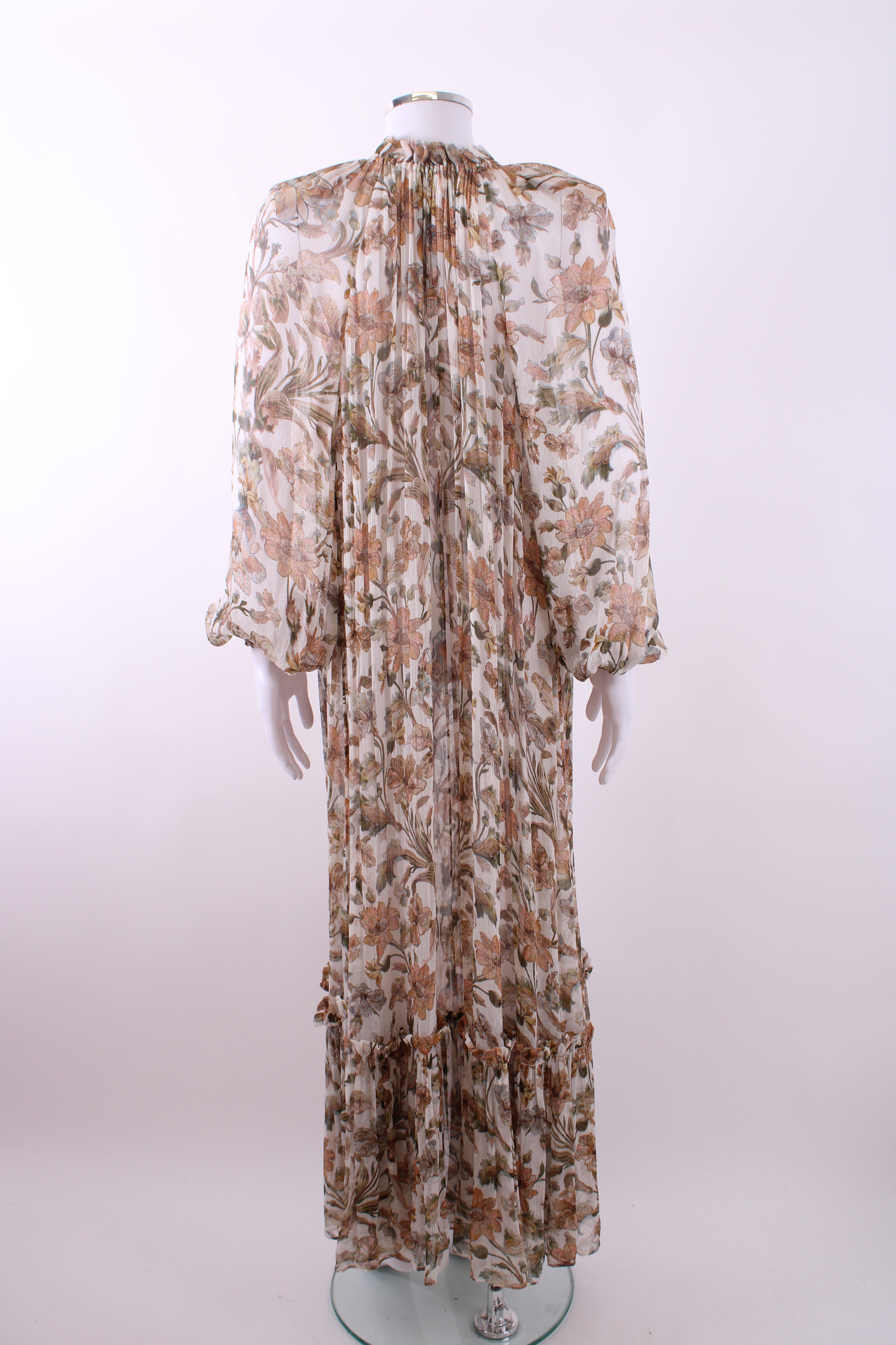 Zimmermann L/S Floral Dress Cream 10