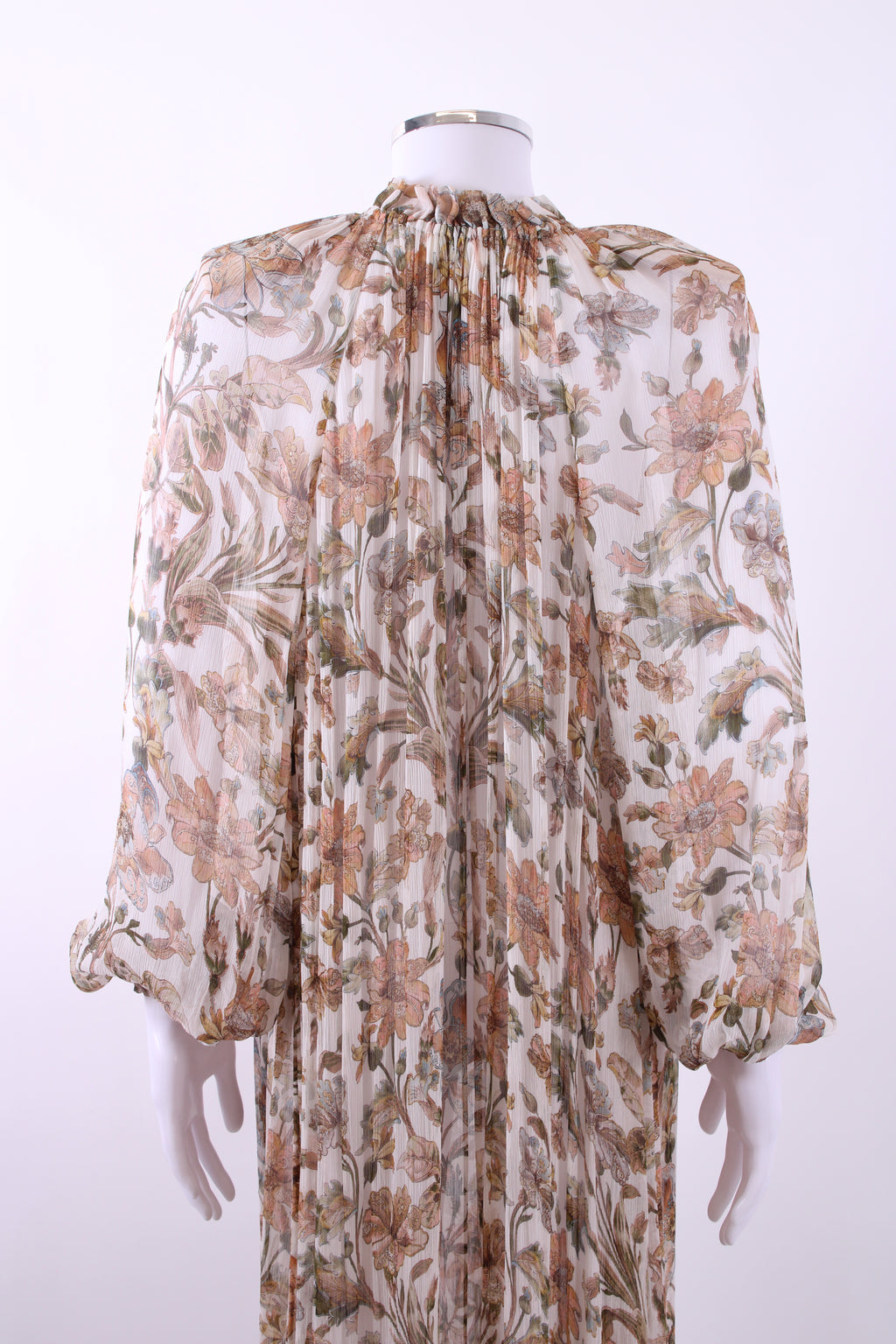 Zimmermann L/S Floral Dress Cream 10