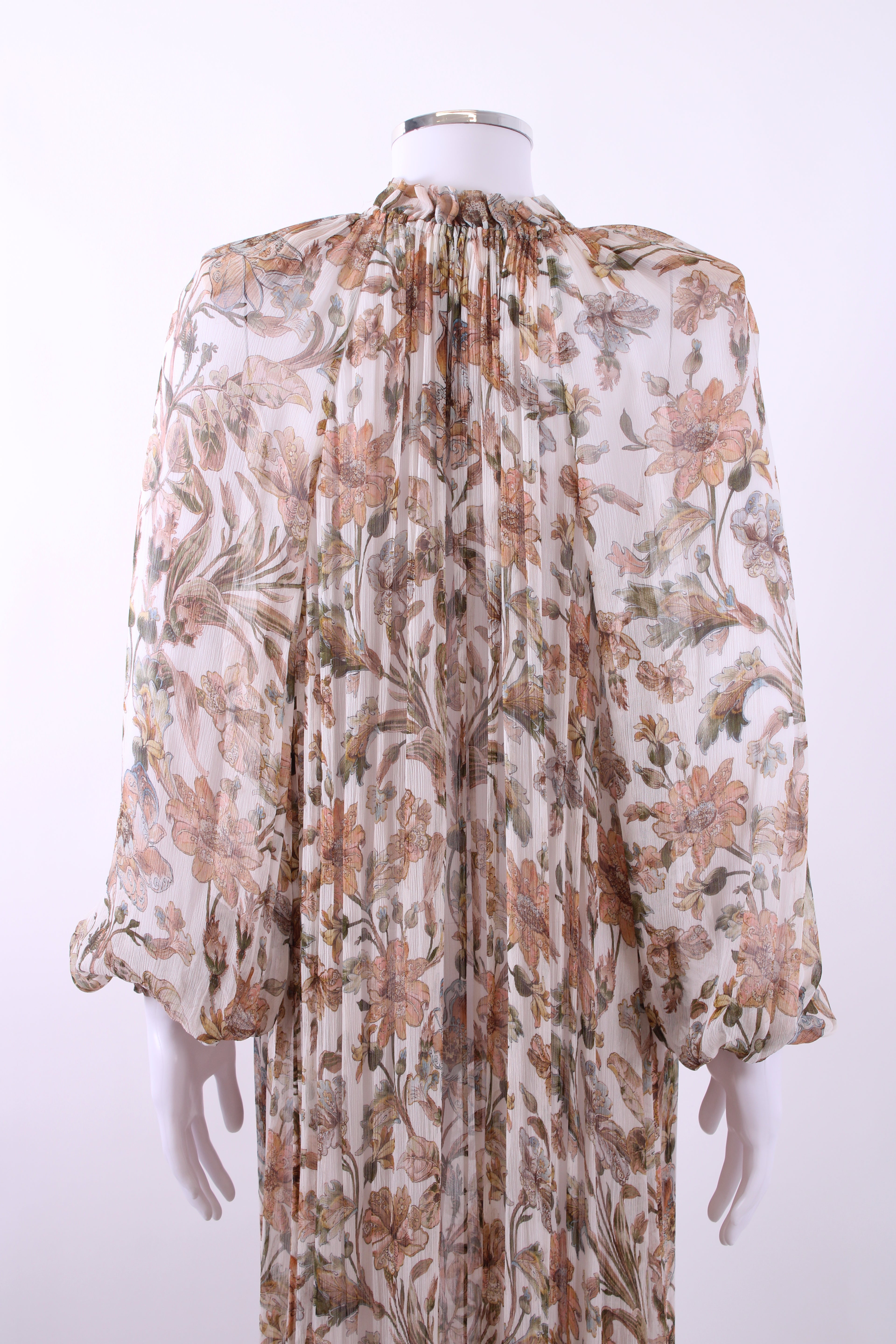 Zimmermann L/S Floral Dress Cream 10