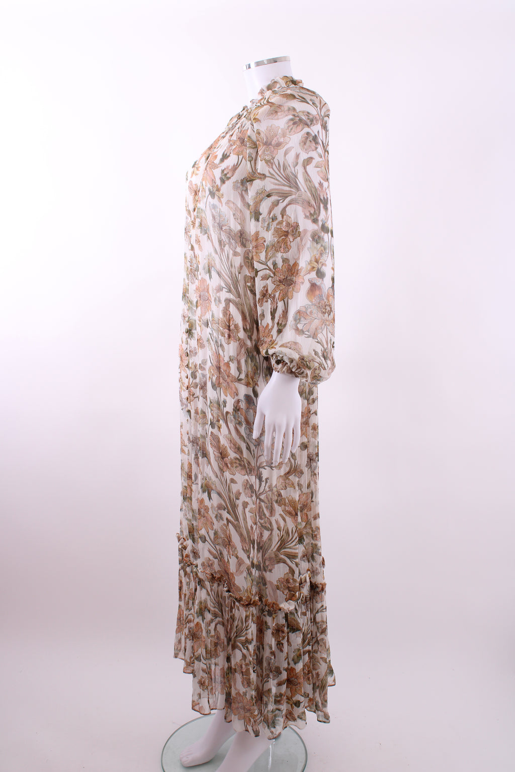 Zimmermann L/S Floral Dress Cream 10