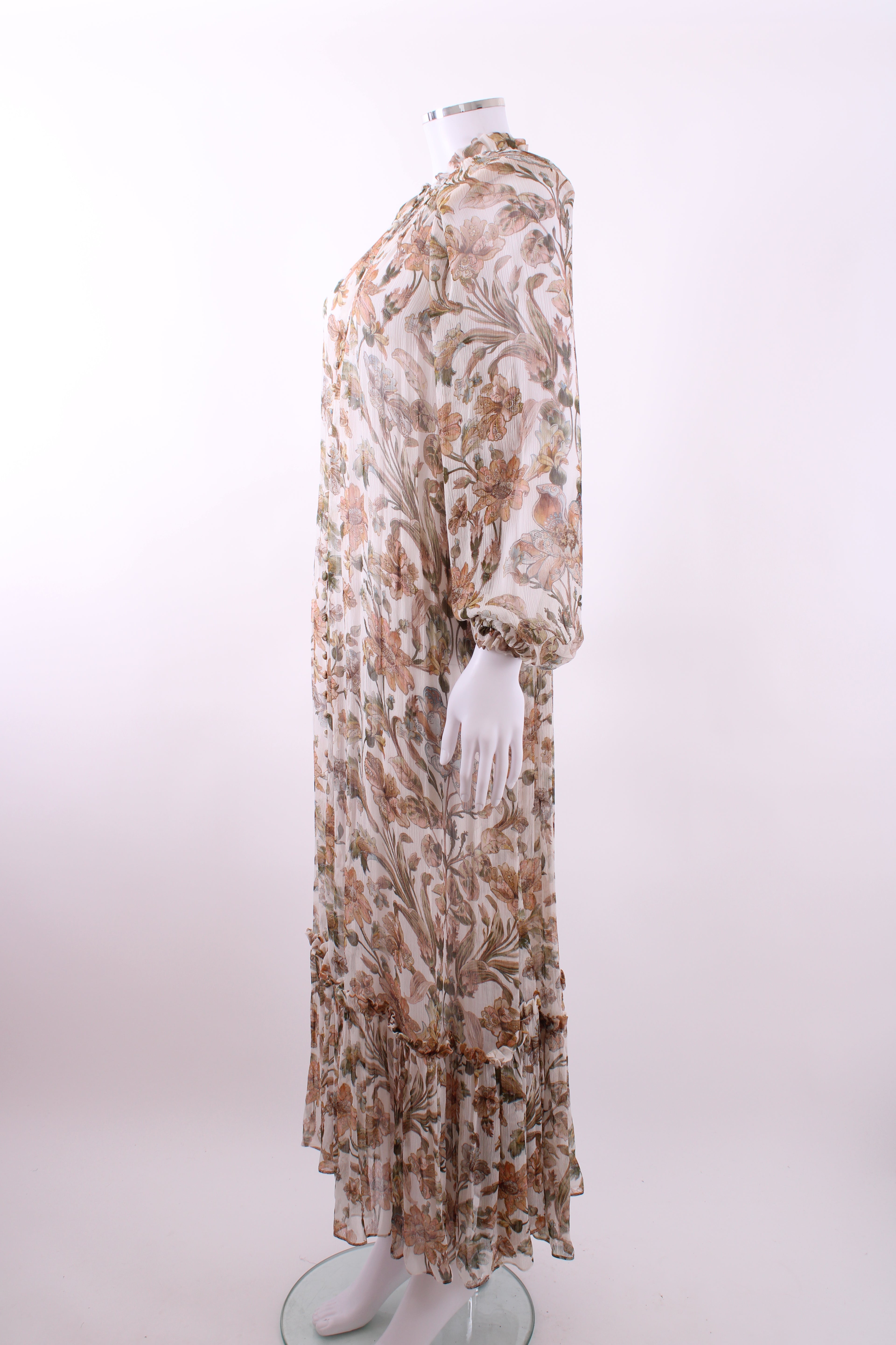 Zimmermann L/S Floral Dress Cream 10