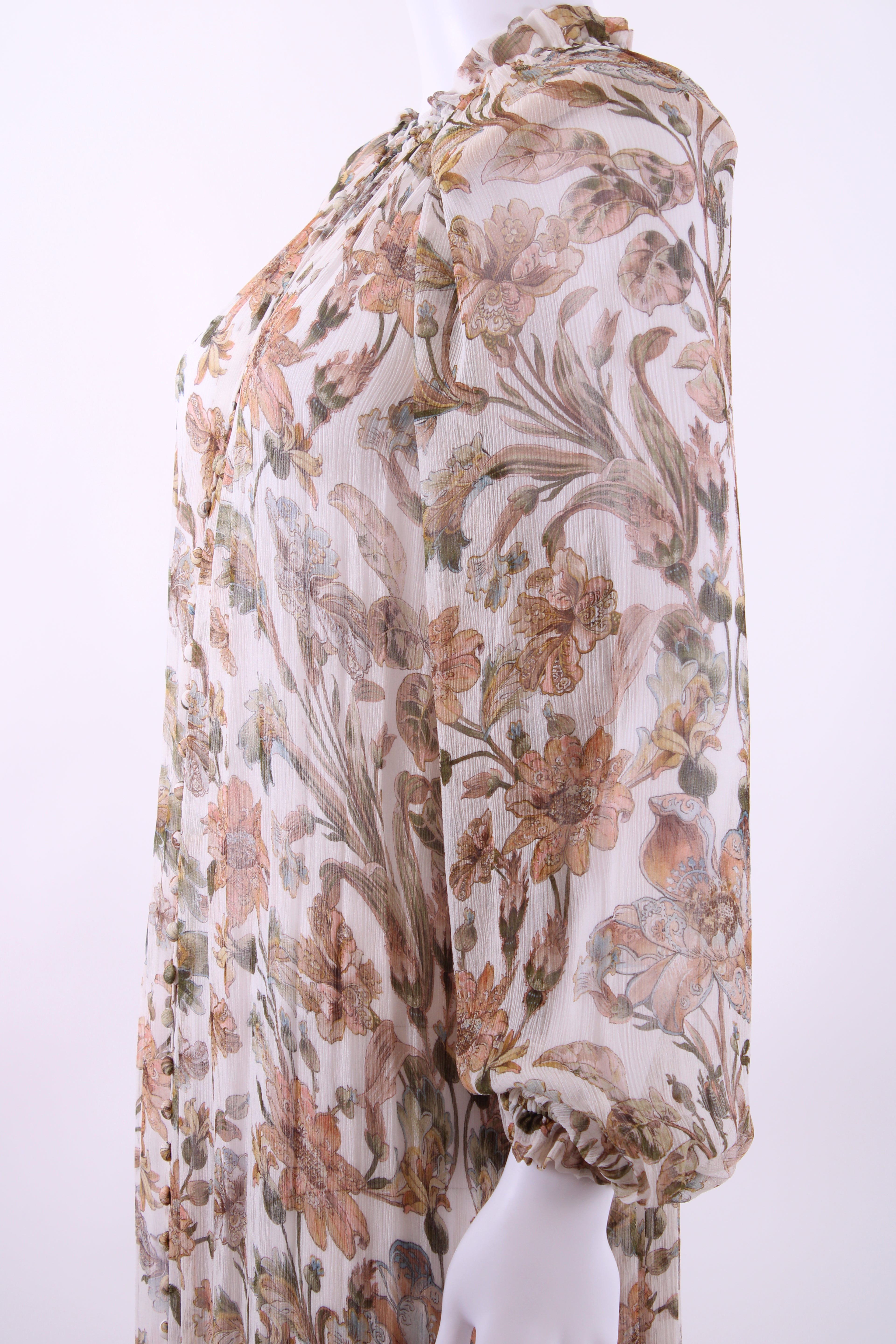 Zimmermann L/S Floral Dress Cream 10