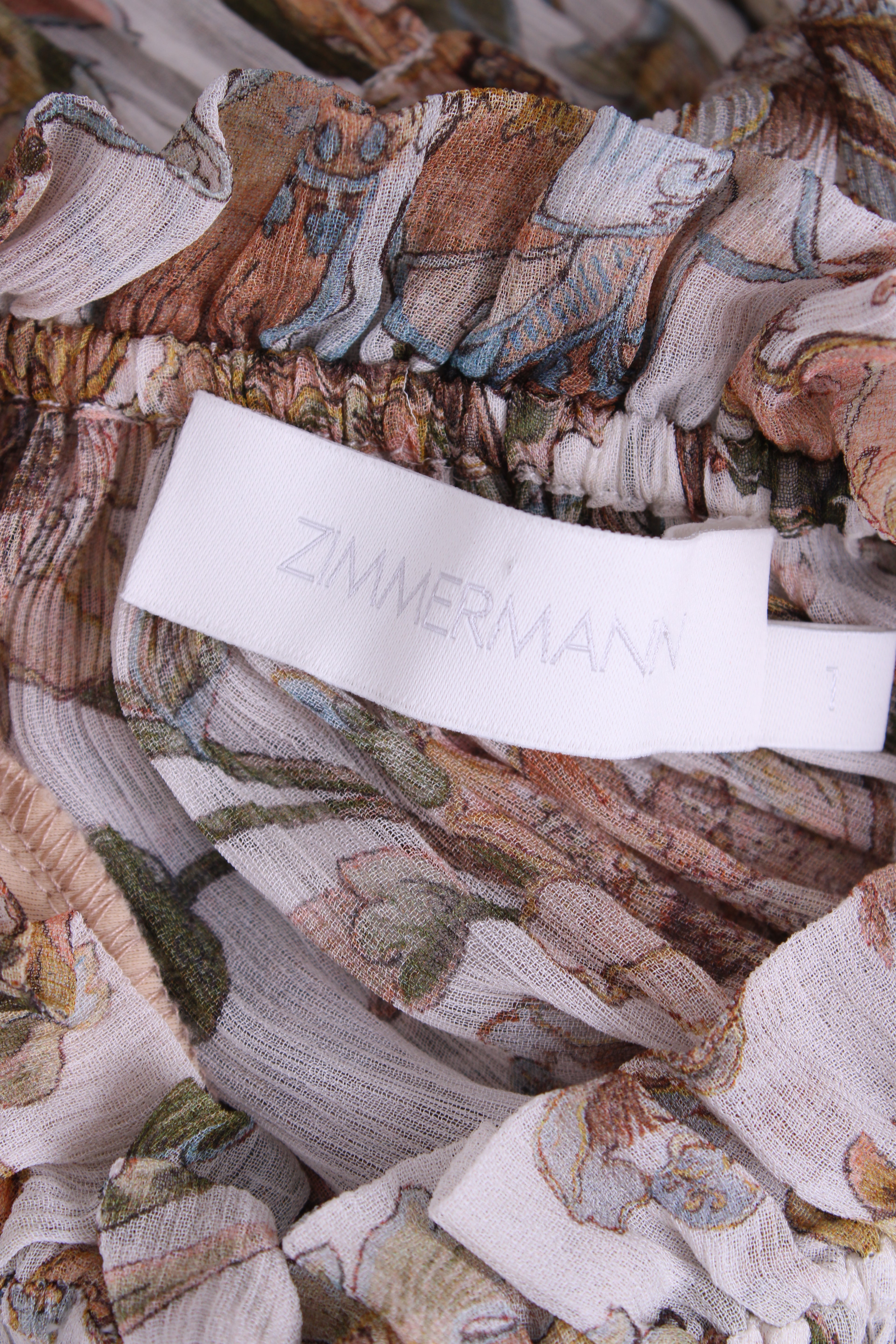 Zimmermann L/S Floral Dress Cream 10