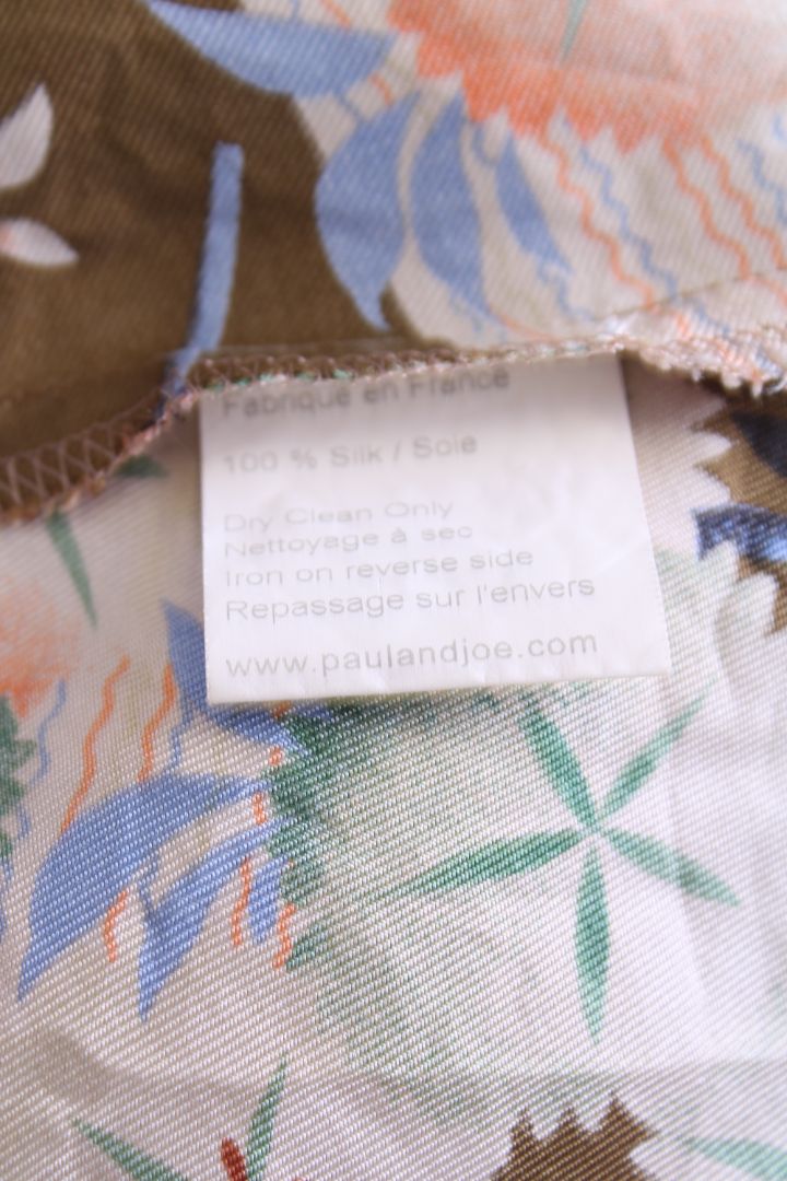 Paul & Joe Floral Print Tunic Top Khaki/ Orange M
