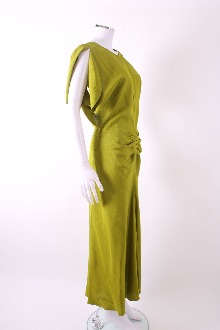 Victoria Beckham Gathered Midi Dress Green 10