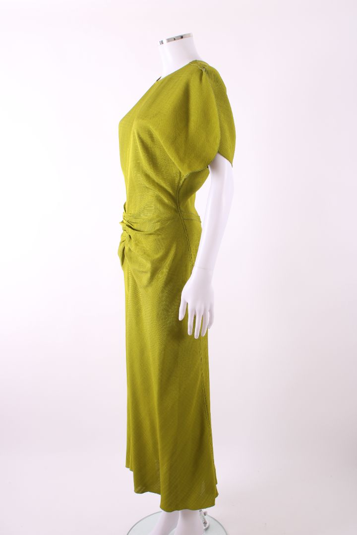 Victoria Beckham Gathered Midi Dress Green 10