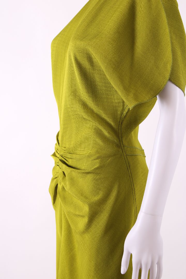 Victoria Beckham Gathered Midi Dress Green 10