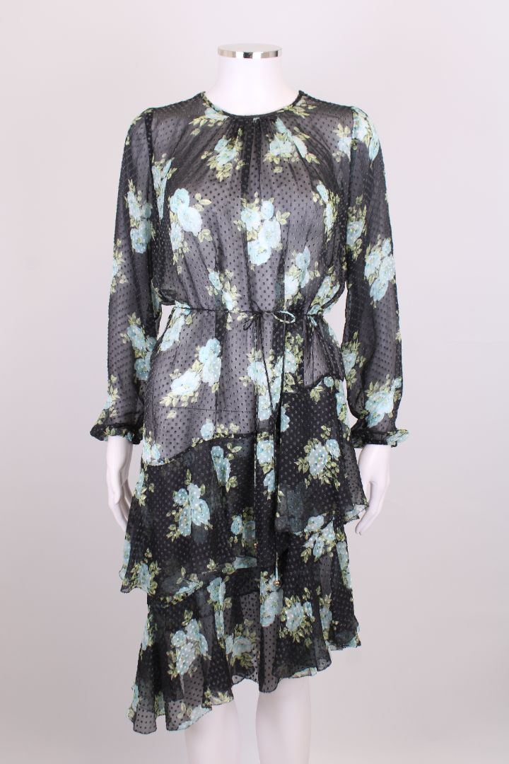 Zimmermann Floral Wrap Dress Navy/ Blue S