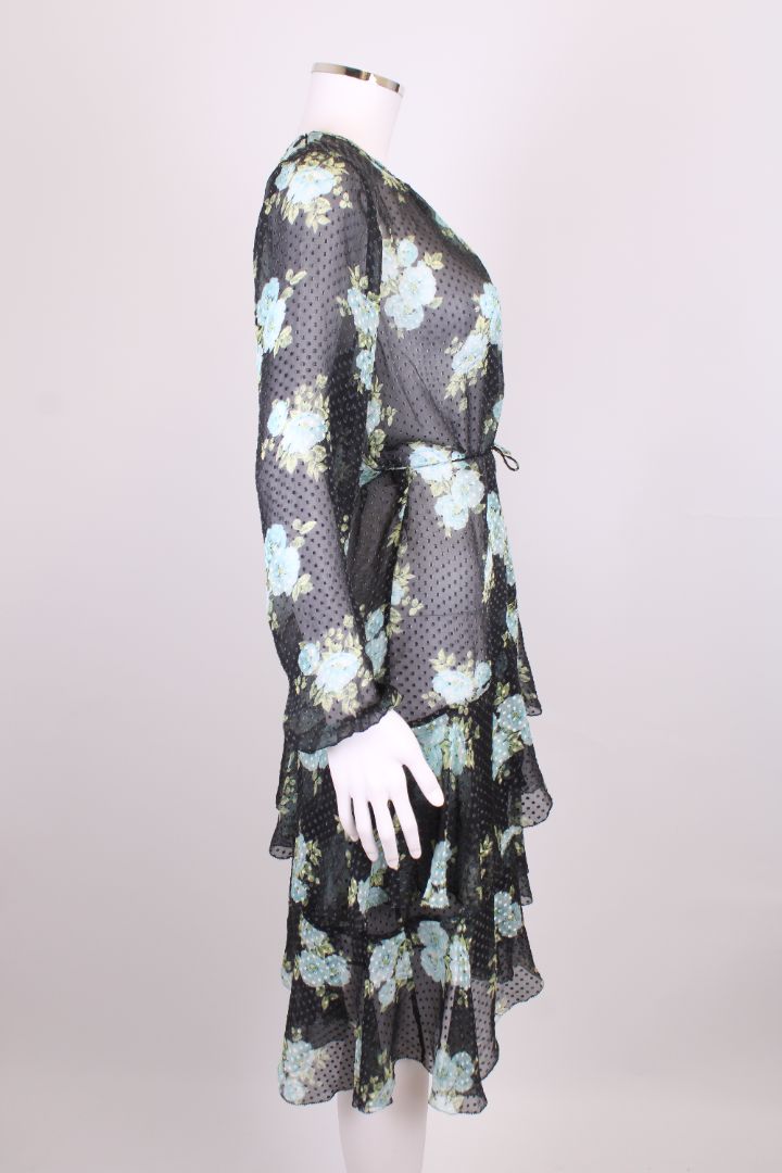 Zimmermann Floral Wrap Dress Navy/ Blue S