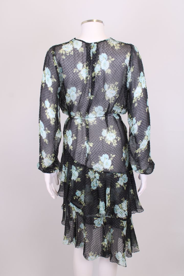 Zimmermann Floral Wrap Dress Navy/ Blue S