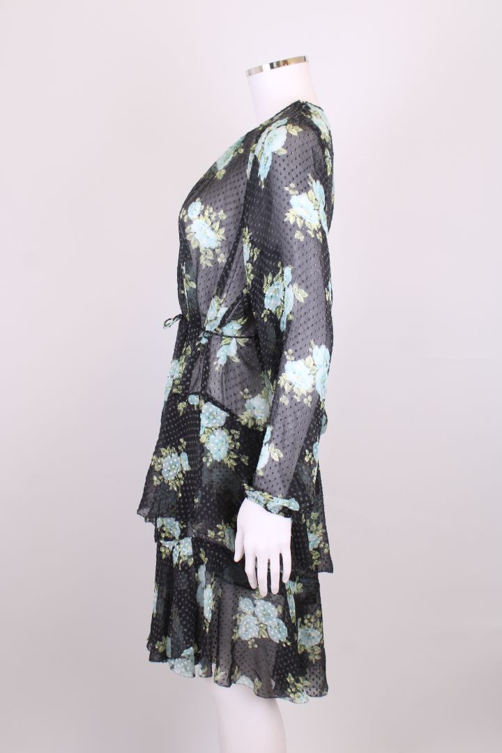 Zimmermann Floral Wrap Dress Navy/ Blue S