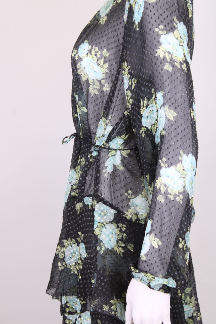 Zimmermann Floral Wrap Dress Navy/ Blue S