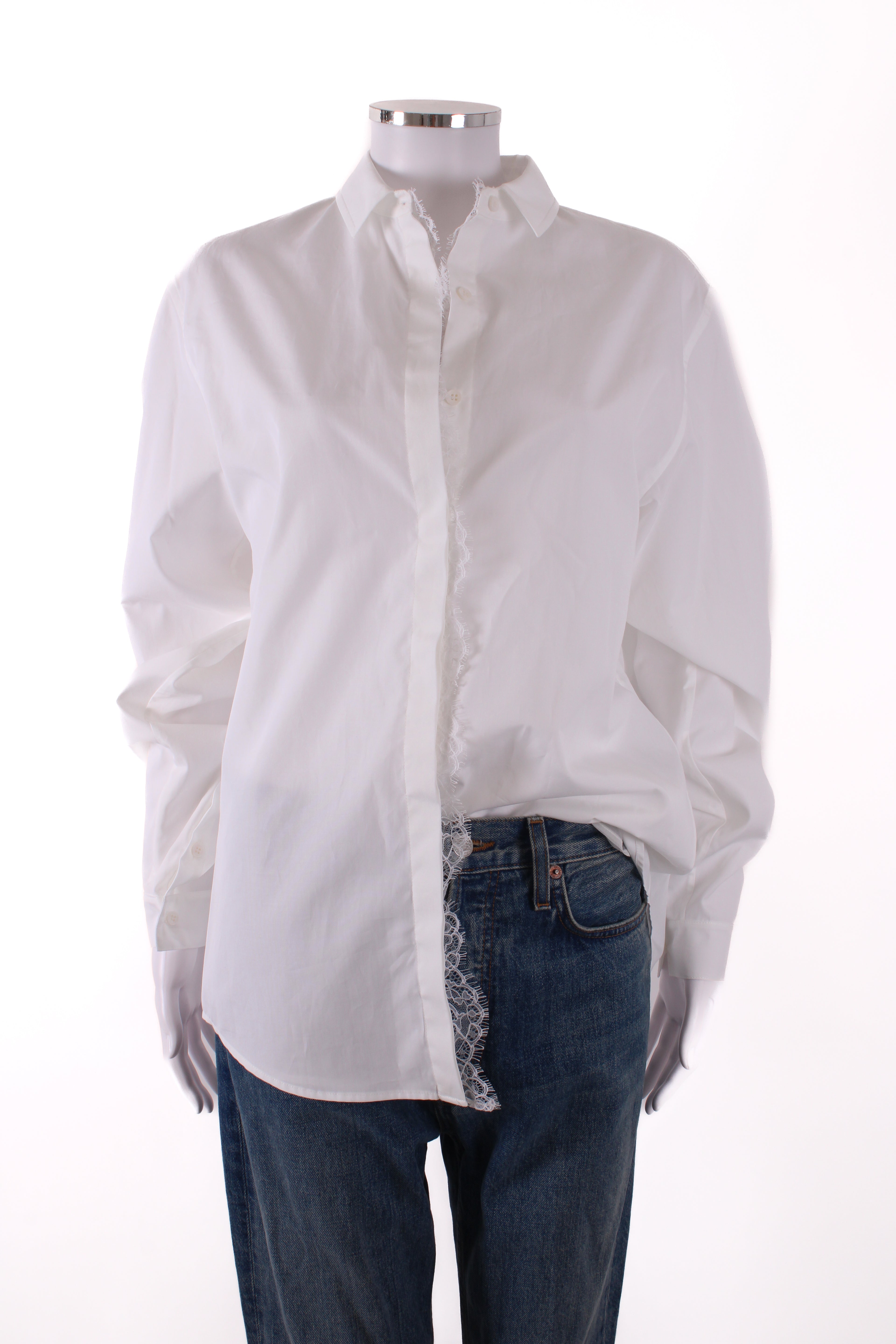 Giambattista Valli L/S Lace Trim Shirt White 8