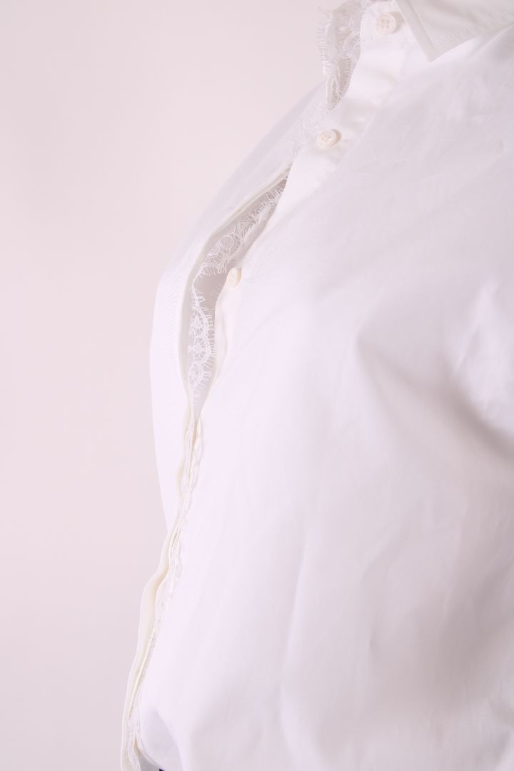 Giambattista Valli L/S Lace Trim Shirt White 8