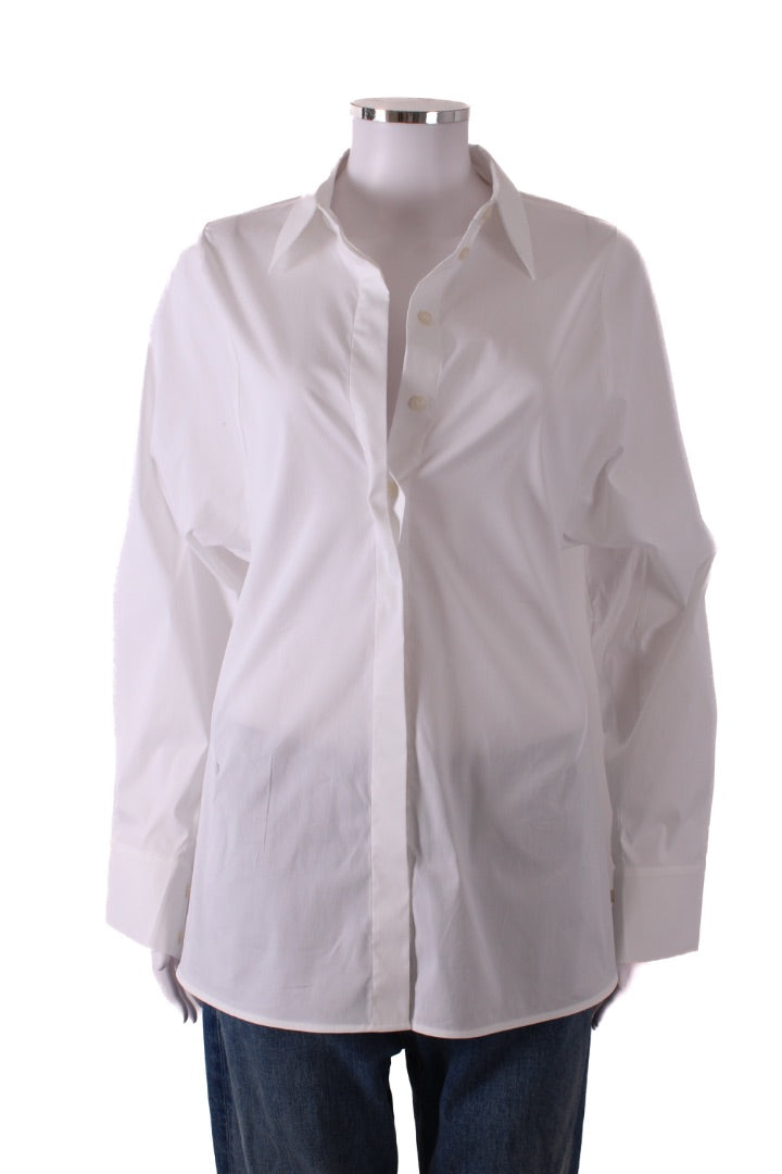 COS Ruched Detail Shirt White 36
