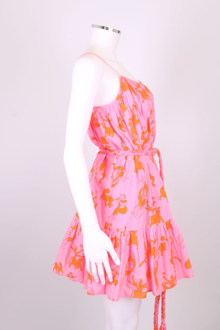 Rhode S/S Print Mini Dress Pink/ Orange XS