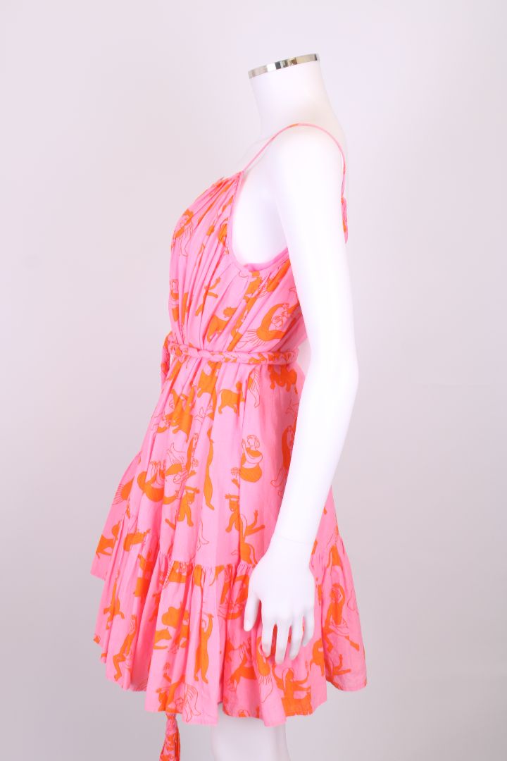 Rhode S/S Print Mini Dress Pink/ Orange XS