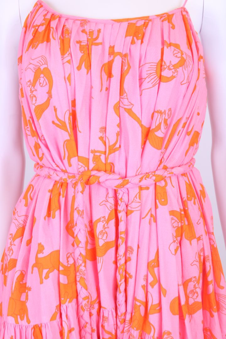 Rhode S/S Print Mini Dress Pink/ Orange XS