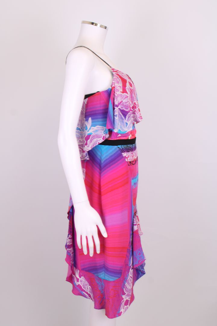 Peter Pilotto S/S Print Ruffle Dress Pink/ Blue 10