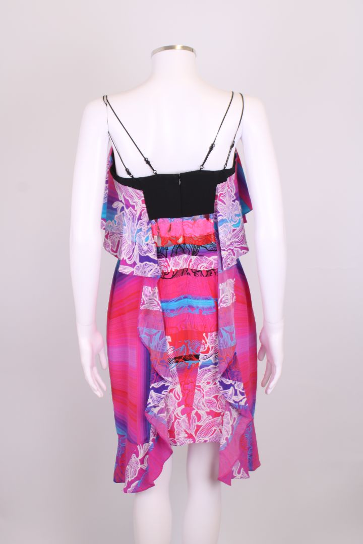 Peter Pilotto S/S Print Ruffle Dress Pink/ Blue 10
