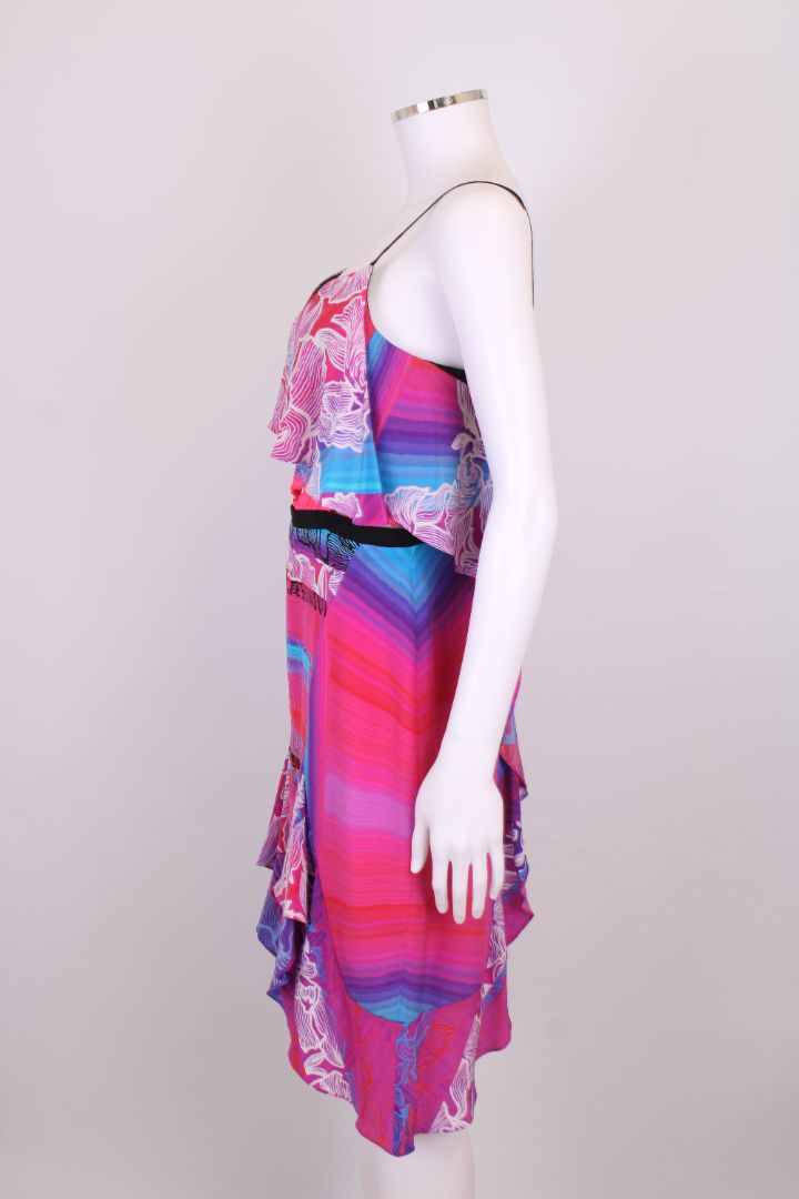 Peter Pilotto S/S Print Ruffle Dress Pink/ Blue 10