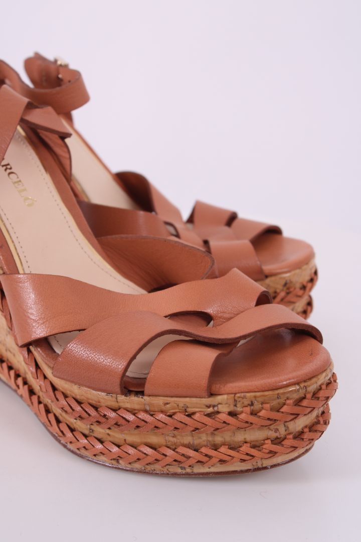 Paloma Barcelo Woven leather wedges Tan 39