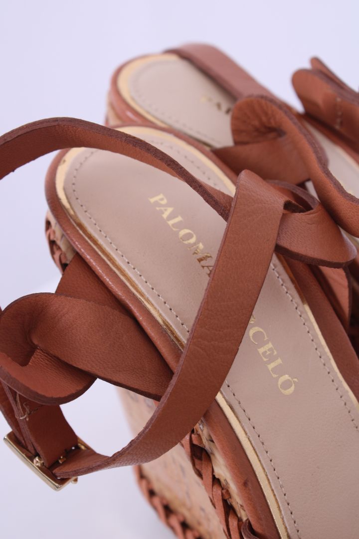 Paloma Barcelo Woven leather wedges Tan 39