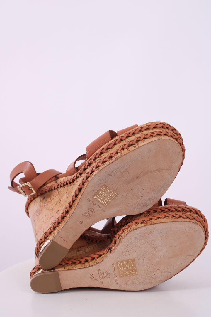 Paloma Barcelo Woven leather wedges Tan 39