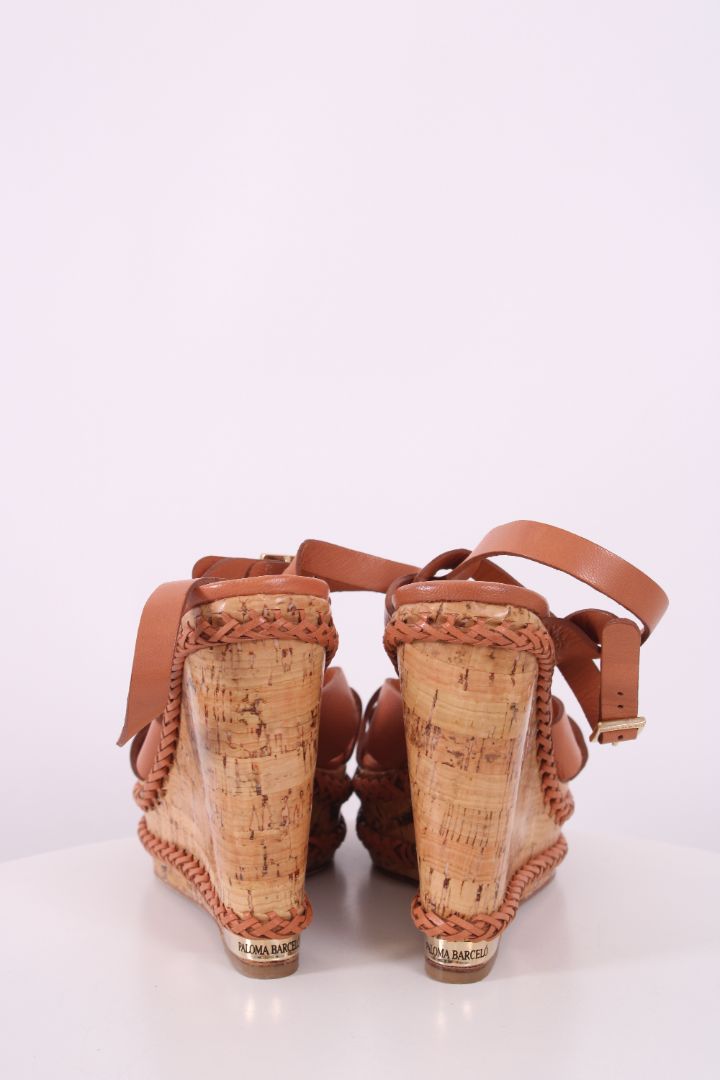 Paloma Barcelo Woven leather wedges Tan 39