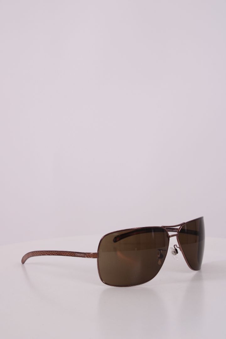 Chanel Aviator Lizard Effect Sunglasses Brown