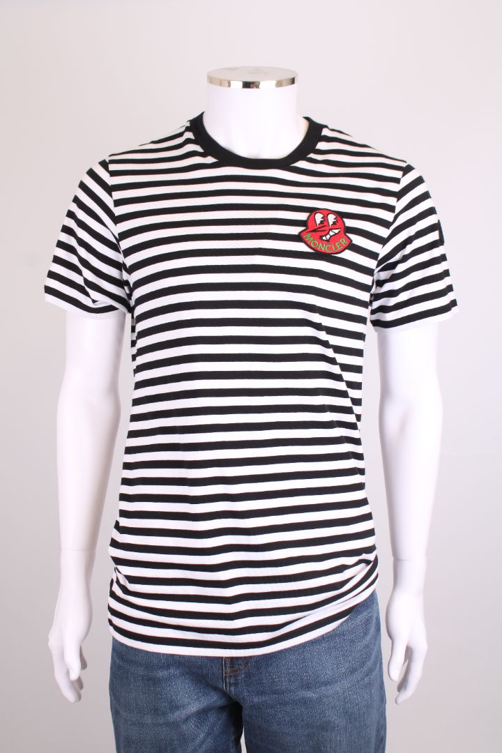 Moncler T-shirt Black/White Stripe M