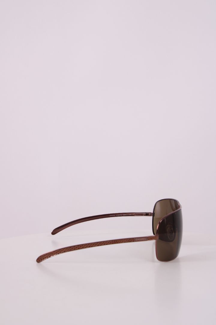 Chanel Aviator Lizard Effect Sunglasses Brown