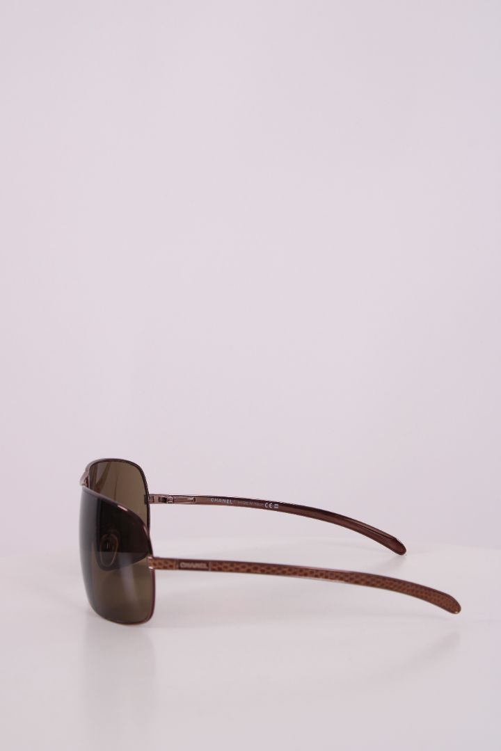 Chanel Aviator Lizard Effect Sunglasses Brown