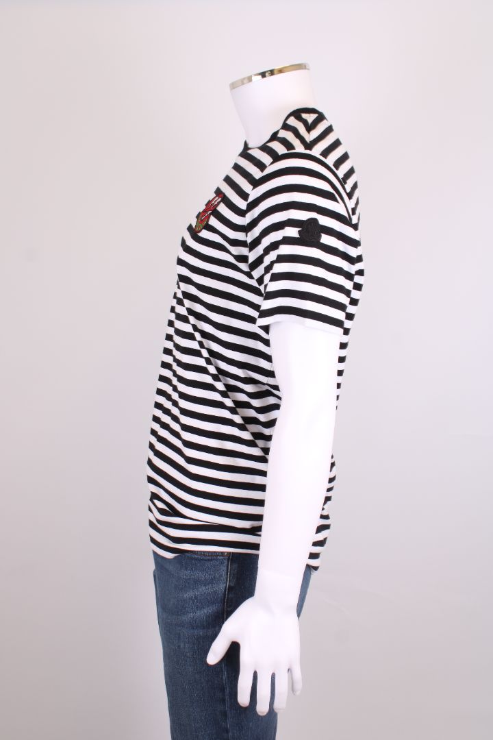 Moncler T-shirt Black/White Stripe M