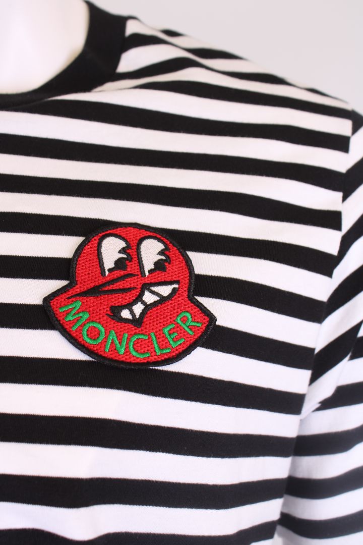 Moncler T-shirt Black/White Stripe M